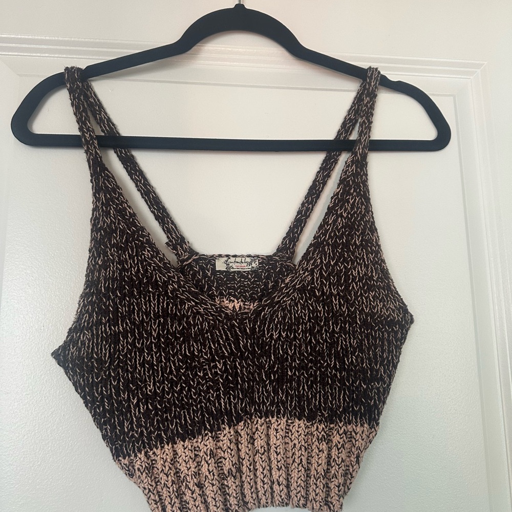 Free People Brown and Pink Knit Tank Top
